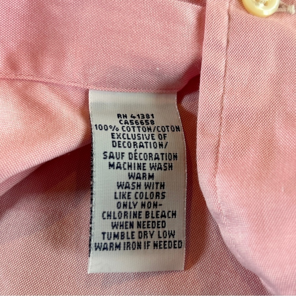 Ralph Lauren Logo Button Down Front Long Sleeve Dress Pink Shirt Men Sz 15 32/33 - Picture 4 of 5